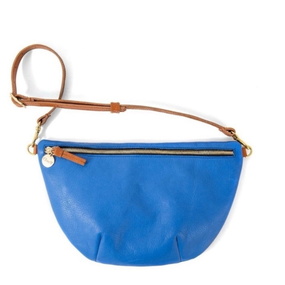 Clare V grande fanny blue leather